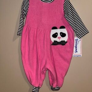 Buster Brown Pink and Black Striped Romper